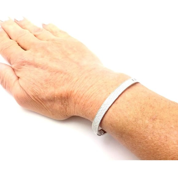 Authentic! Hermes H D'Ancre 18k White Gold Diamond Small Model Bangle Bracelet - Picture 12 of 12